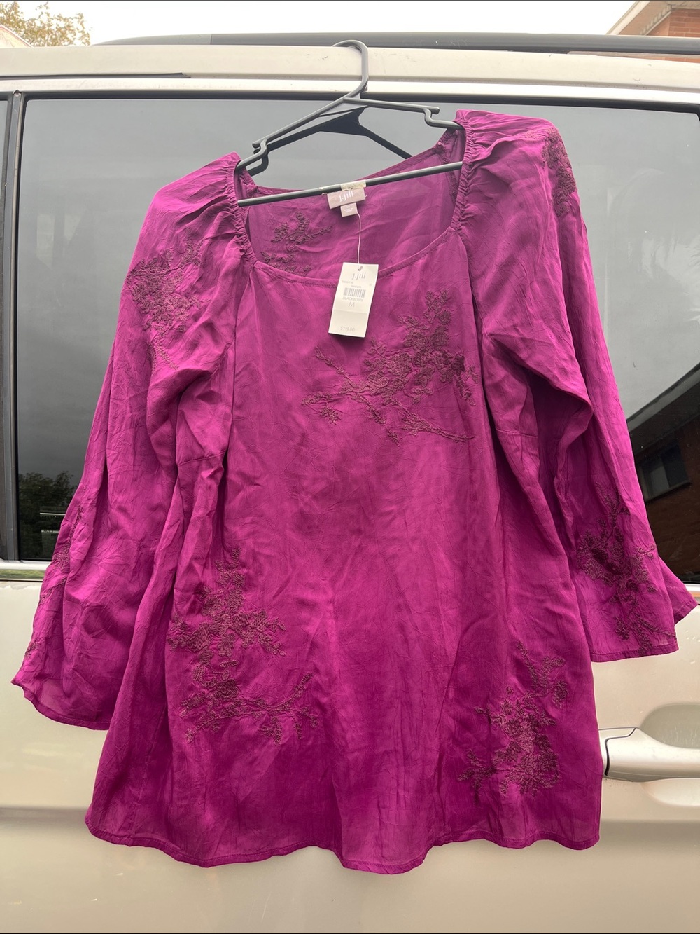 J. Jill Fuchsia Embroidered Peasant Tunic